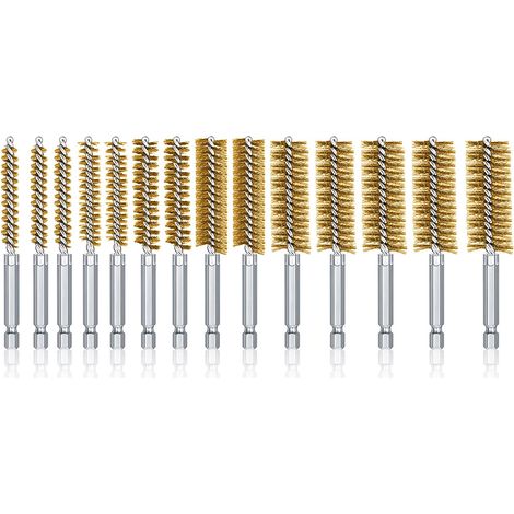 14 Pièces Brosse Cylindrique Pour Perceuses Nettoyage de Perceuse Brosse D'Acier Inoxydable Brosse De Nettoyage Acier Brosse Métallique de Tube pour Nettoyage Polir,Dérouiller et Ebavurer les Forets (1/5)