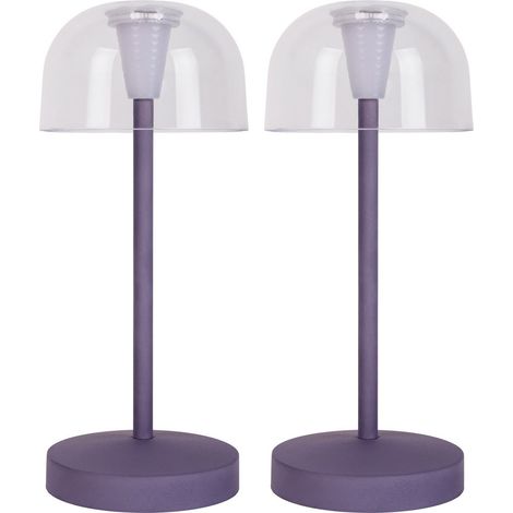 Naeve GOMBA Lot de 2 lampes LED d'extérieur portables rechargeables à intensité variable Violet 2300K IP54 Capteur tactile