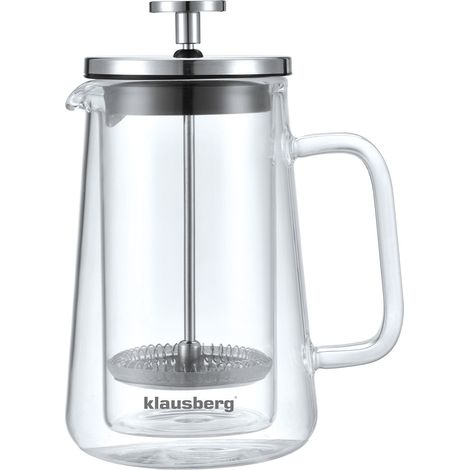 Caffettiera/Tè a pressa francese da 0,35 l, colore argento, modello Klausberg KB-7684 (1/5)