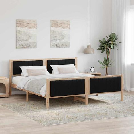Cadre de lit Marron et noir 180 x 200 cm Bois massif en pin vidaXL (1/5)