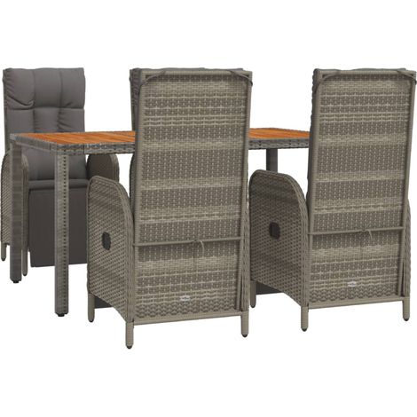 Juego de comedor de jardín con muebles de exterior de 5 piezas y cojines grises 020013722 (1/5)