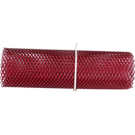Rejilla central delantera universal de malla de aluminio romboidal roja estable para automóviles (1/5)