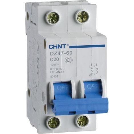 Chint eb/c6-1pn-4,5 -interruttore magnetotermico 1p+n 6a curva c 328397