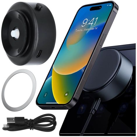Supporto magnetico per telefono da auto per Magsafe con ventosa, ruotabile a 360° per parabrezza/schermo/display/specchietti/iPhone (1/5)