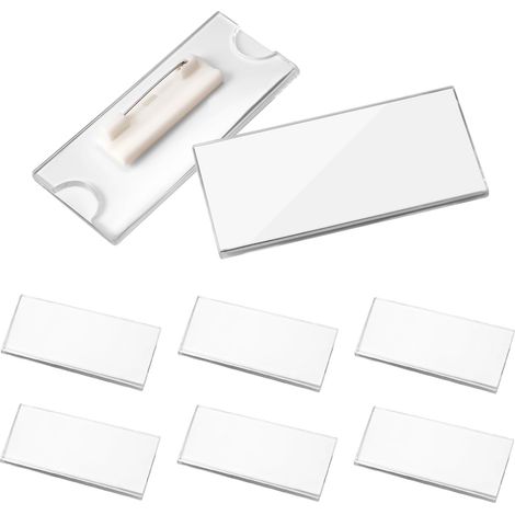 6-Piece Clear Acrylic Work Badge Set with Clip Included, 75 x 30mm, for Businesses, Offices, and Schools, Customizable ID Badges, Suitable for Visitors and Staff (1/5)