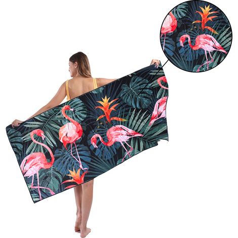 1 Serviette de plage, microfibre, séchage rapide, ultra-absorbante, sans sable, sac de transport, voyage, camping, piscine (1/5)