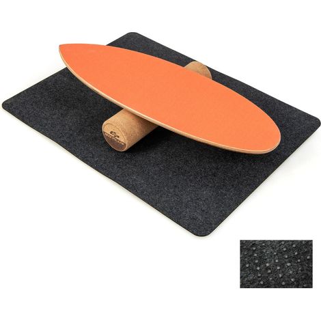 Planche d'équilibre avec rouleau et tapis antidérapant 75 x 25,5 cm lot de 1 entraînement complet design moderne en bois orange (1/2)