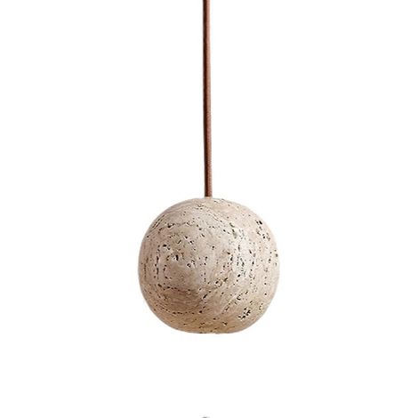 Suspension LED en travertin jaune pierre, lustre G4 5W, lumière chaude, 85-265V, lampe de chevet ronde compacte (1/5)