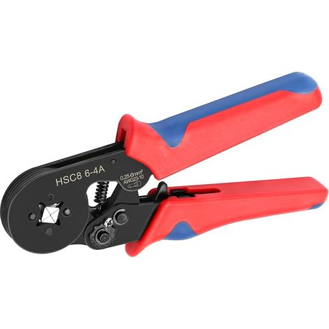 Pince à sertir HSC8 6-4A Mini outils de sertissage auto-réglables pour 0,25-6,0 mm² (23-10 AWG) à virole carrée Rouge (1/5)