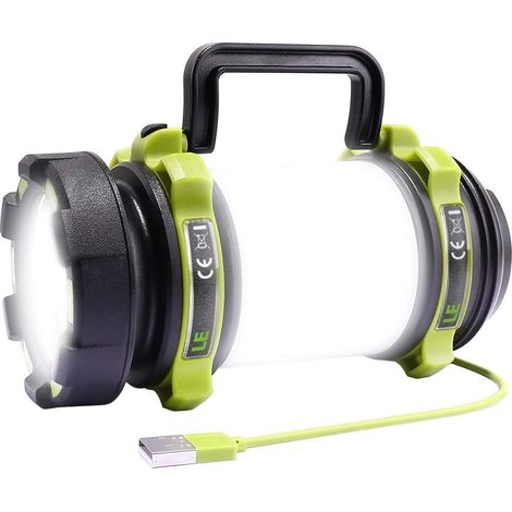 LE LED-Campinglicht, wiederaufladbare Campinglaterne mit 2600 mAh, leistungsstarke LED-Laterne mit 6 Modi, USB-Kabel im Lieferumfang enthalten, wasserdicht für Heimwerker, Wandern, Garage, Notfälle, H