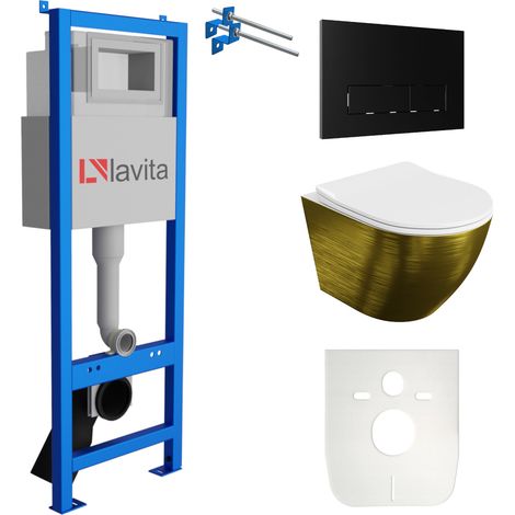 LAVITA WC Set mit Vorwandelement, Wand-WC und Spülknopf (1/5)