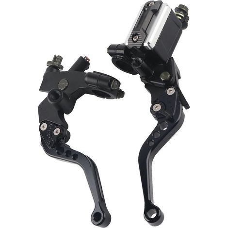 Paire de leviers de frein et d'embrayage universels pour moto de 7/8" (22 mm) avec réservoir (1/5)