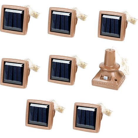 Guirlande Lumineuse Solaire - Lampe Bouteille en Liège avec Support Carré - Pour Jardin Terrasse Extérieur Intérieur - Lot de 8 (1/5)