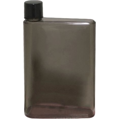 Gourde plate A5 portable pour sport, camping, fitness - 350ml noir, idéale pour voyage et activités extérieures. (1/5)