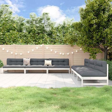 vidaXL Juego de muebles de jardín 6 piezas madera maciza pino blanco (1/5)