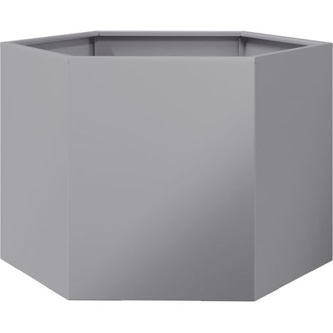 Vaso per fioriera aiuola rialzata piante fiori terrazzo giardino esagono 69 x 60 x 45 cm acciaio zincato Argento 020038652