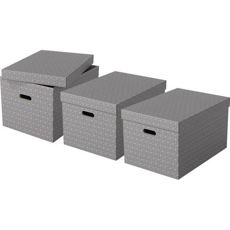 Esselte Scatole di immagazzinaggio decorative grigie con motivo geometrico (1/5)