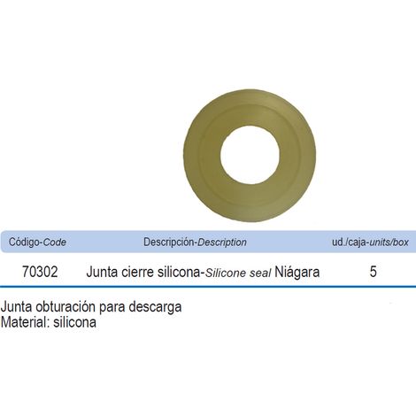 PHRIE Junta de Silicona para Obturación del Descargador Niagara 70302