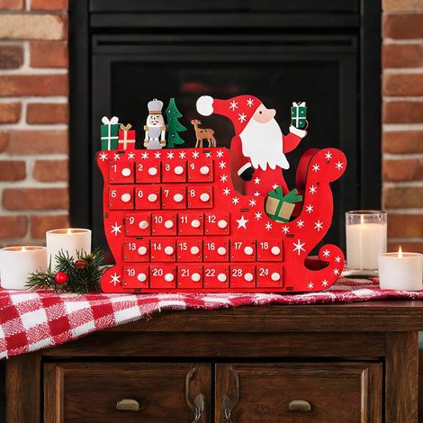 Décoration de Noël rouge en bois multicouche 22,5 x 8 x 36 cm (1/5)
