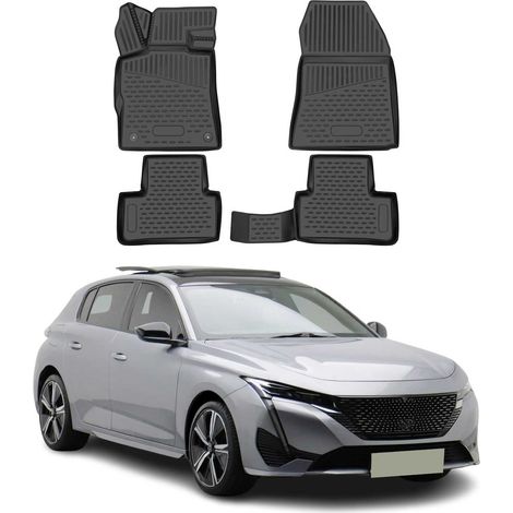 OMAC Tapis de Sol pour Peugeot 308 2021-2025 sur Mesure en Caoutchouc Noir