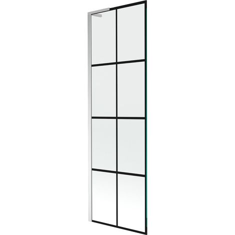 Mexen Next L mampara de baño de 1 hoja 60 x 150 cm, cuadrícula negra, cromo - 895-060-000-03-77-01 (1/5)