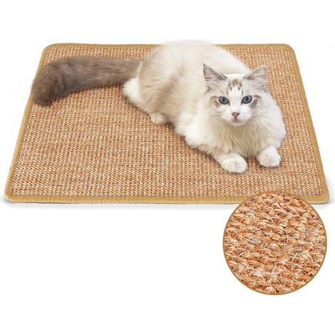 Tapis à griffer pour chat 60x40cm en sisal naturel, planche à griffer pour chats à utiliser à plat sur le sol, protège les meubles et les canapés (1/5)