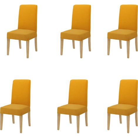 Coppia di coprisedia con schienale in tessuto elasticizzato antimacchia in 10 colori Vestisedia Arancio - 6 pezzi