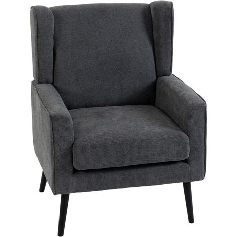 HOMCOM Poltrona Camera da Letto in Stile Moderno di Metà Secolo, Grigio Scuro (1/5)