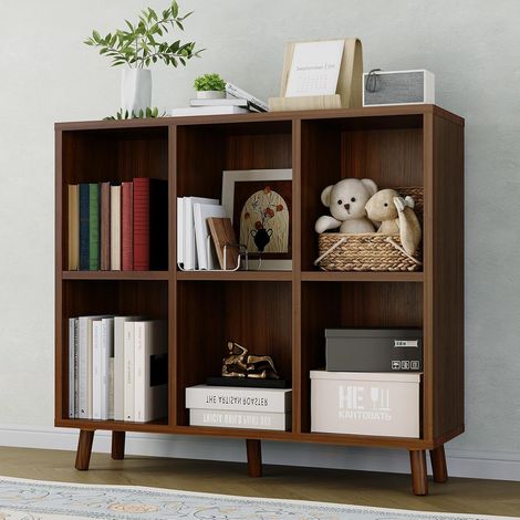 Bibliothèque 9 Cases en Bois, Étagère de Rangement Ouverte sur Pied avec Base, pour Salon, Chambre et Bureau (1/5)