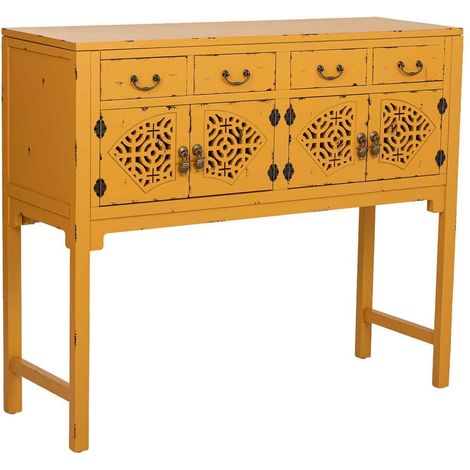 Recibidor de madera amarillo 120x40x102h cm