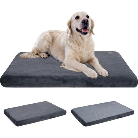 Lit orthopédique pour chien L 119x74cm, lavable, réversible, gris