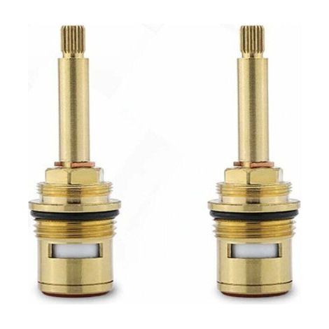 2Pcs Vannes De Robinet En Céramique En Laiton, Cartouches De Robinet De Rechange(Rouge + Bleu) (1/4)