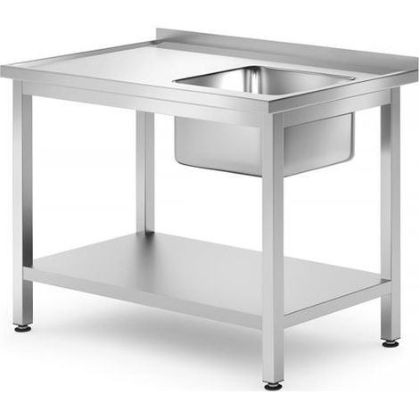 Table d'évier avec étagère - vissée, profondeur 700 mm - 700x1000xH870 mm - Ref 812938 - Hendi