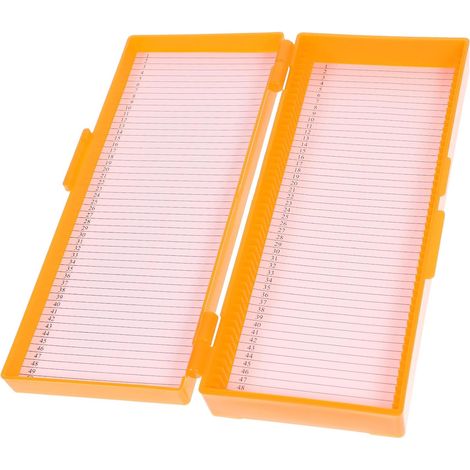 Boîte de Rangement Coulissante Porte-lame Sécurisé Canaux Fendus pour 50 Lames de Microscope en Abs et Papier pour Laboratoire et Enseignement Scolaire (1/5)