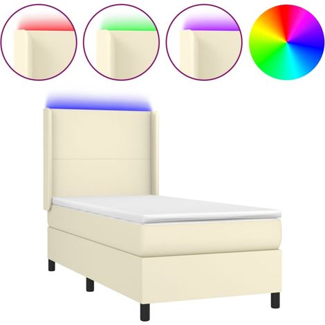 Maison Exclusive - Giroletto a Molle con Materasso e LED Crema 90x190cm Similpelle (1/5)