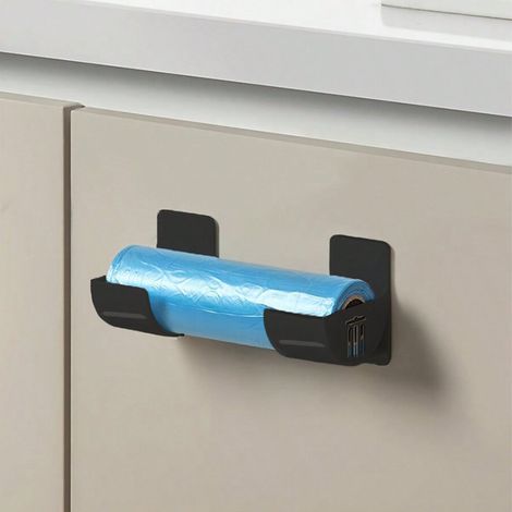 8er-Set Aufbewahrungsregale (ohne Bohren) für Frischhaltefolie und Müllbeutel, Schrankregal, Kühlschrank-Seitenregal – schwarz