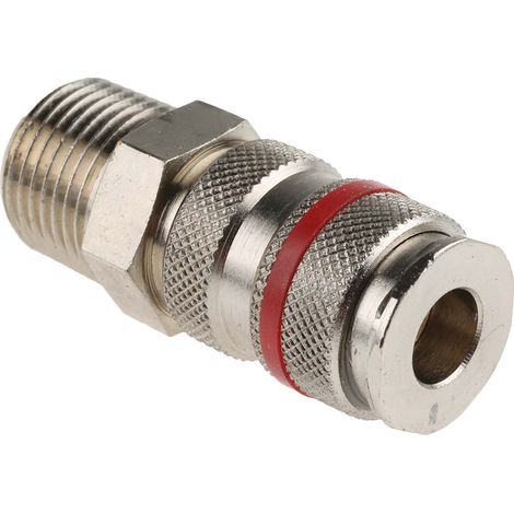 Rs Pro – Raccord laiton rapide pneumatique – Filetage mâle R 1/2 pouces – Standard PLC 60, Rectus 19 – Résistant à la corrosion - 2pouces