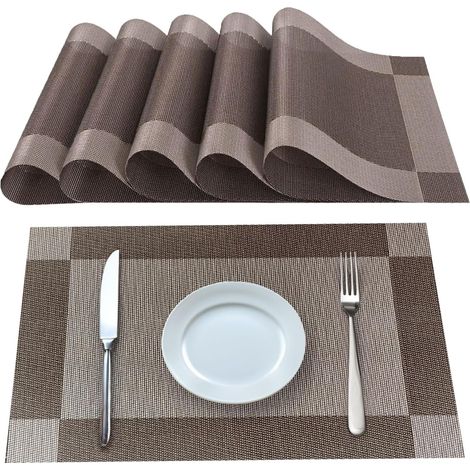Lot de 6 Set de table, Antidérapant, Résistant chaleur PVC Polyester, Cuisine Salle à manger
