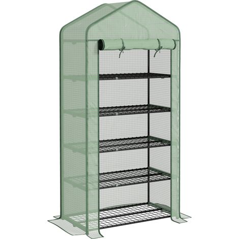 Serre de jardin balcon 5 niveaux porte acier PE (1/5)