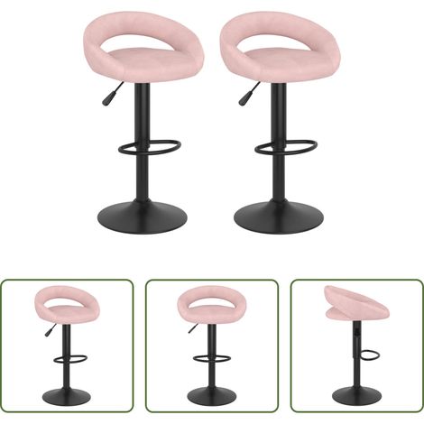 Velours -  Tabourets de bar lot de 2 rose velours (1/5)