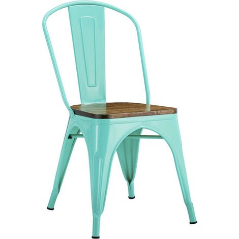 ORION91oficial® - Silla Acero ORIONIS Verde y Asiento Madera Apilable (85x43x45 cm) Estilo Industrial, Convertible a Taburete, Comedor, Hostelería, Oficina, Salón, Teletrabajo, Cocina - spaziOrion91 (1/5)