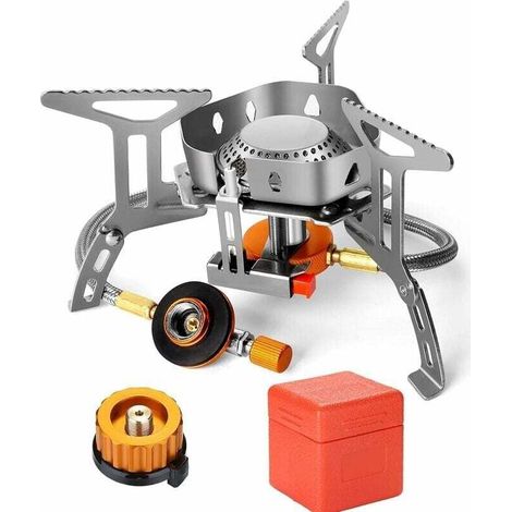 GABRIELLE Réchaud de Camping à Gaz 3500 W, Brûleur Camping, Poêle Ultra-Léger Cuisinière Extérieur Pliable, Coupe-Vent et avec Allumage Piézo-électrique pour Camping/Randonnée/Pique-Nique (1/4)