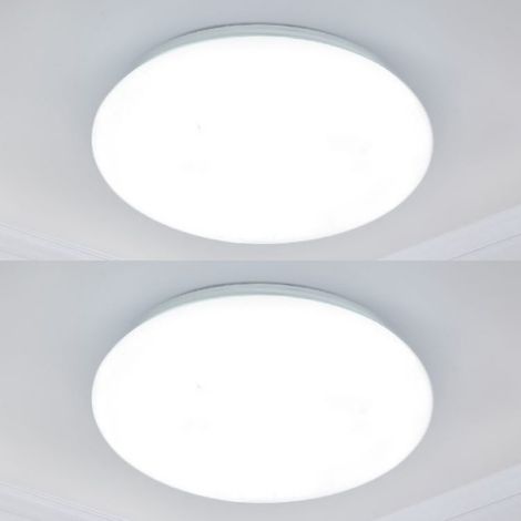 Lot de 2 plafonniers LED pour salle de bain, 18 W, 3000 K/4000 K/6000 K, design moderne, ultra-fin et étanche, facile à installer, Ø 33 cm (1/5)
