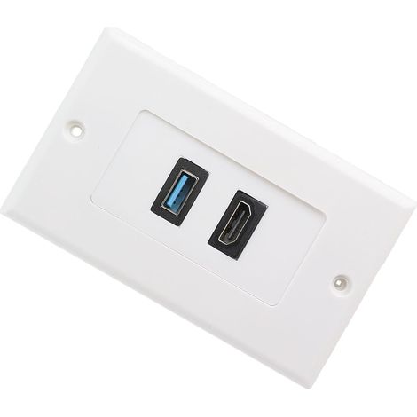 2-Inch USB 3.0 Wall Panel Socket, Multimedia Video Port for Home Theater Desktop AV System, Fire-Retardant ABS, Easy Solderless Installation (1/5)