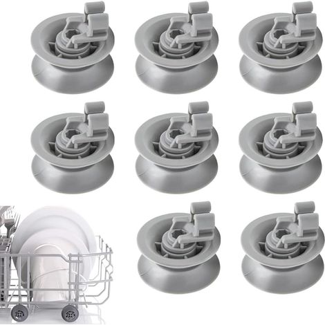 Lot de 8 Roulettes pour Lave Vaisselle, Plastique Gris, Convient pour le panier supérieur, Installation sans Outil (1/5)