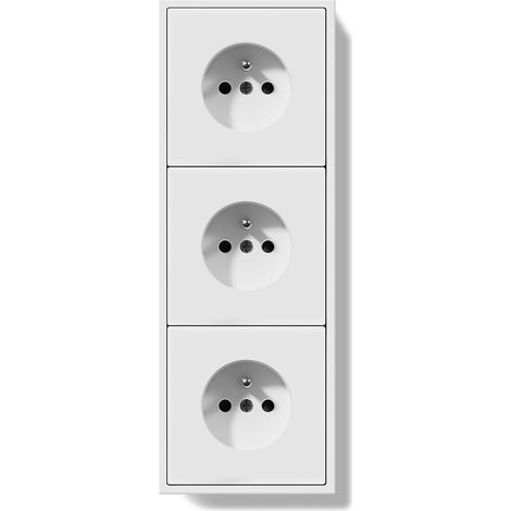 Tripler Prise Murale,Normes Françaises Prise Electrique Encastrable,Facile à Installer,Panneau PC,3 Gang 220 80mm,Blanc (1/5)