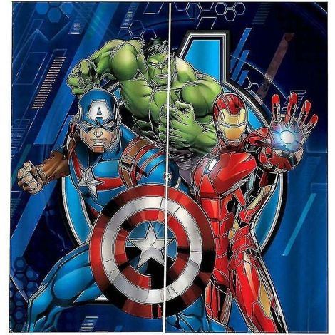Avengers Eyelet Blackout Curtains for Bedroom, 3D Print Captain America Iron Man Blackout Curtains Set for Kids Bedroom (150 x 170 cm)