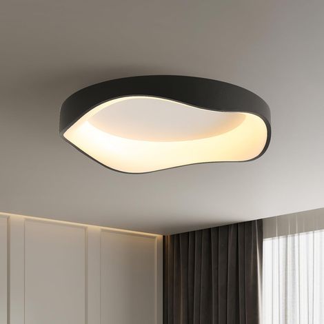 Plafonnier LED moderne pour salon, noir, 40 cm, 3 000 K, protection des yeux, pour chambre, buanderie, couloir, lumière chaude [Classe énergétique D] (1/5)