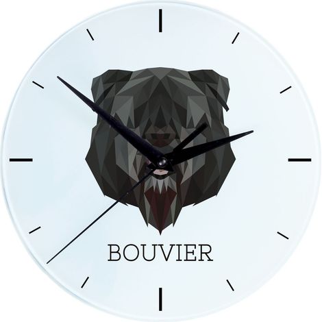 Bouvier des Flandres - un orologio da parete geometrico con foto e iscrizione di Art-Dog (1/4)