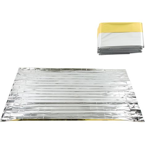 Lot de 3 articles : couverture de survie bicolore or et argent, couverture thermique, tapis de survie extérieur, couverture de sauvetage, accessoires de premiers secours, sac de couchage de premiers s (1/5)